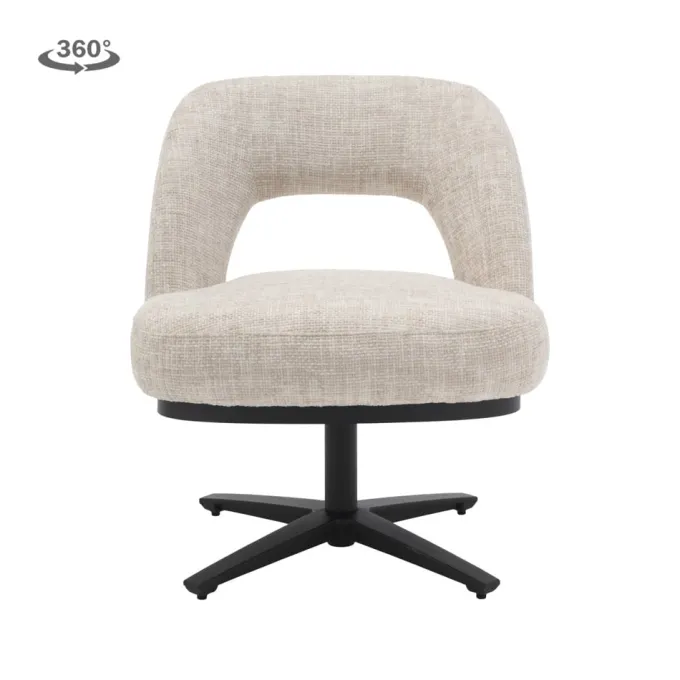 Tower Living Caldes Lounge Stoel - fabric TED 24 off white (draaibaar)