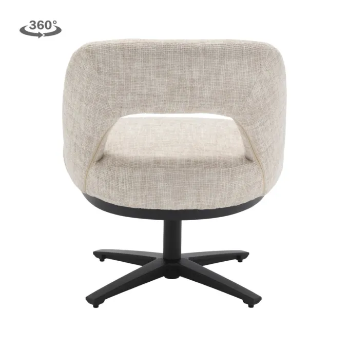 Tower Living Caldes Lounge Stoel - fabric TED 24 off white (draaibaar)