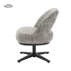 Tower Living Caldes Lounge Stoel - fabric TED 8 white-grey (draaibaar)