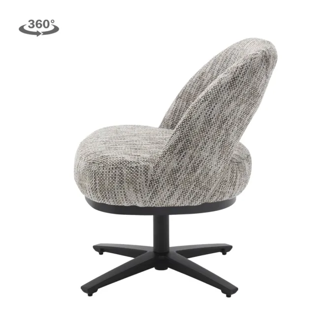 Tower Living Caldes Lounge Stoel - fabric TED 8 white-grey (draaibaar)