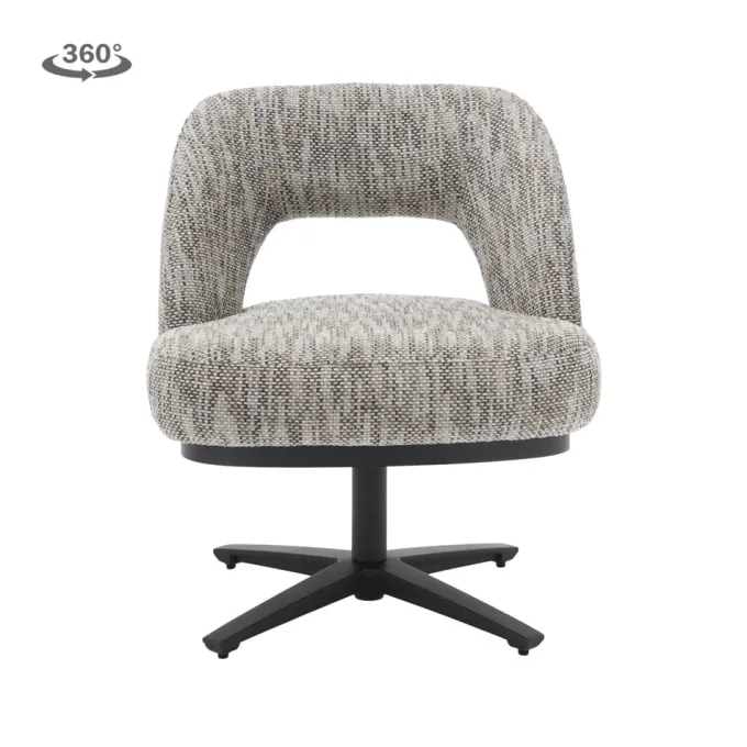 Tower Living Caldes Lounge Stoel - fabric TED 8 white-grey (draaibaar)