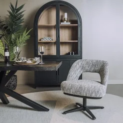 Tower Living Caldes Lounge Stoel - fabric TED 8 white-grey (draaibaar)