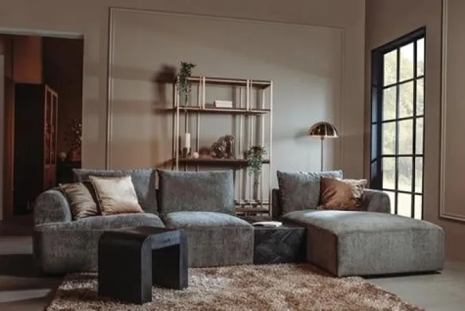 Tower Living Canterbury 2 5-AL + Chaise R - Mona 464 Cement Grey