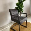 Tower Living Eetkamerstoel Ferro met armleuning - Cognac, donkerbruin, antraciet en groen