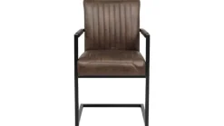 Tower Living Eetkamerstoel Ferro met armleuning - Cognac, donkerbruin, antraciet en groen