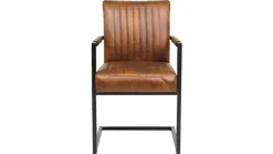 Tower Living Eetkamerstoel Ferro met armleuning - Cognac, donkerbruin, antraciet en groen
