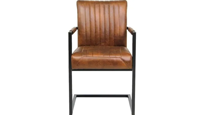 Tower Living Eetkamerstoel Ferro met armleuning - Cognac, donkerbruin, antraciet en groen