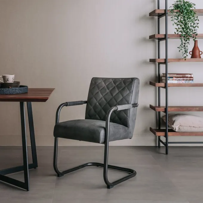 Tower Living Eettafelstoel Civo - Groen, cognac en antraciet