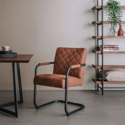 Tower Living Eettafelstoel Civo - Groen, cognac en antraciet