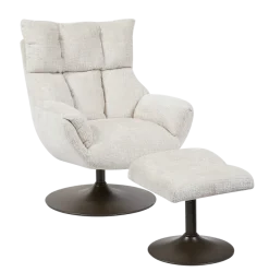 Tower Living Force Fauteuil met hocker - Cremona 02 zand (draaibaar)