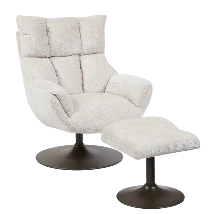 Tower Living Force Fauteuil met hocker - Cremona 02 zand (draaibaar)