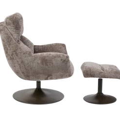 Tower Living Force Fauteuil met hocker - Cremona 24 clay (draaibaar)