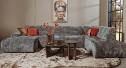 Tower Living Memphis Chaise Longue – 3 zits - Ottoman Rechts - Haga 16 charcoal