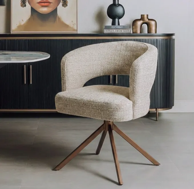 Tower Living Mura Armstoel - Cremona 14 beige - frame anodic (draaibaar)