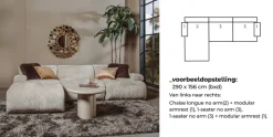 Tower Living Redford loungebank - 3 kleuren - loungegedeelte met 2 rechte elementen en 2 armleuningen