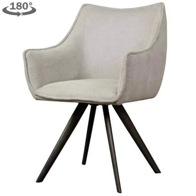 Tower Living Riviera Armstoel - fabric Brego 02 light grey (draaibaar)
