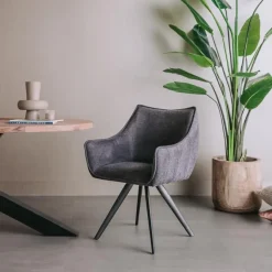 Tower Living Riviera Armstoel - fabric Brego 18 dark grey (draaibaar)