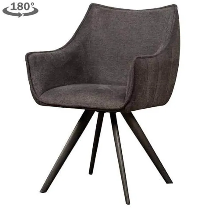 Tower Living Riviera Armstoel - fabric Brego 18 dark grey (draaibaar)
