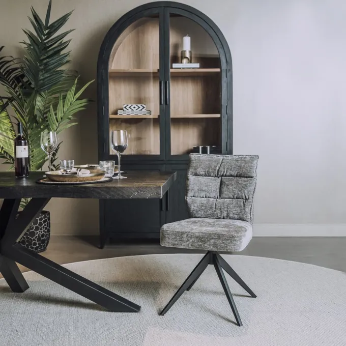 Tower Living Rosora Stoel - HZ6068-85 grey (draaibaar)