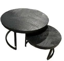 Tower Living Salontafel set van 2 Viola rond 70/55 – zwart