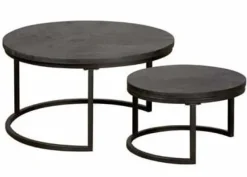 Tower Living Salontafel set van 2 Viola rond 70/55 – zwart
