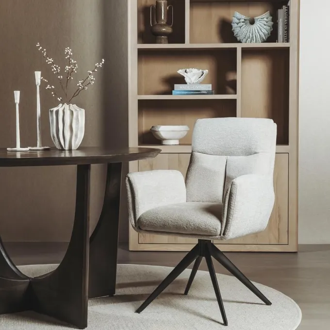 Tower Living Varzo Armstoel - Toro 25 cream (draaibaar)