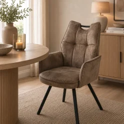 Wildeboer & v/d Weide Eettafelstoel Mabel met arm - stof C-Adore 211