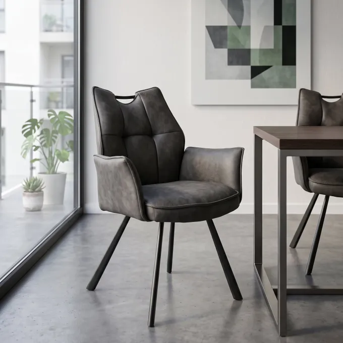 Wildeboer & v/d Weide Eettafelstoel Mabel met arm - stof C-Magnum 66