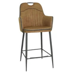 WoonMax Barstoel Morris - Luxor Antraciet, Cognac en Groen