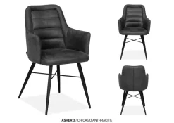 WoonMax Eettafel stoel Asher - Poot 3 - Chicago Antraciet - Showroommodel