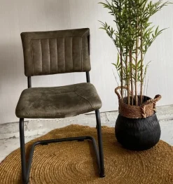 WoonMax Eettafelstoel Jax - Antraciet, Cognac en Groen