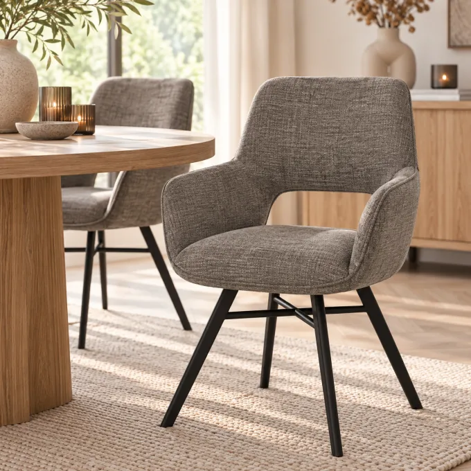 WoonMax Eettafelstoel Mercury Miami - Ash, Zwart of Toffee