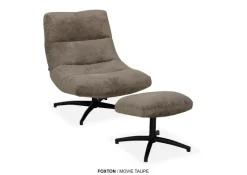 WoonMax Fauteuil + Hocker Foxton - Comfortabele Draaifauteuil in Movie Stof