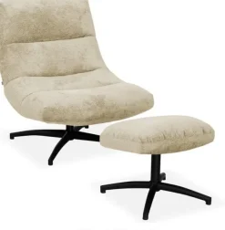WoonMax Fauteuil + Hocker Foxton - Comfortabele Draaifauteuil in Movie Stof