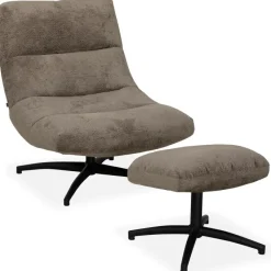 WoonMax Fauteuil + Hocker Foxton - Comfortabele Draaifauteuil in Movie Stof