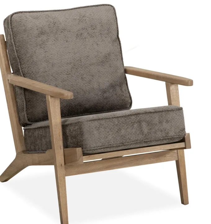 WoonMax Fauteuil Osaka met houten armleuning - Taupe