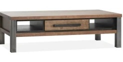 WoonMax Kinga salontafel met 1 lade en 2 open vakken in Lamulux Old Teak