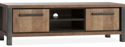 WoonMax Kinga TV-kast 170 cm met 2 deuren en 2 open vakken - Lamulux Old Teak