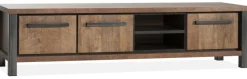 WoonMax Kinga TV-meubel 200 cm met 3 deuren en 2 open vakken - Lamulux Old Teak
