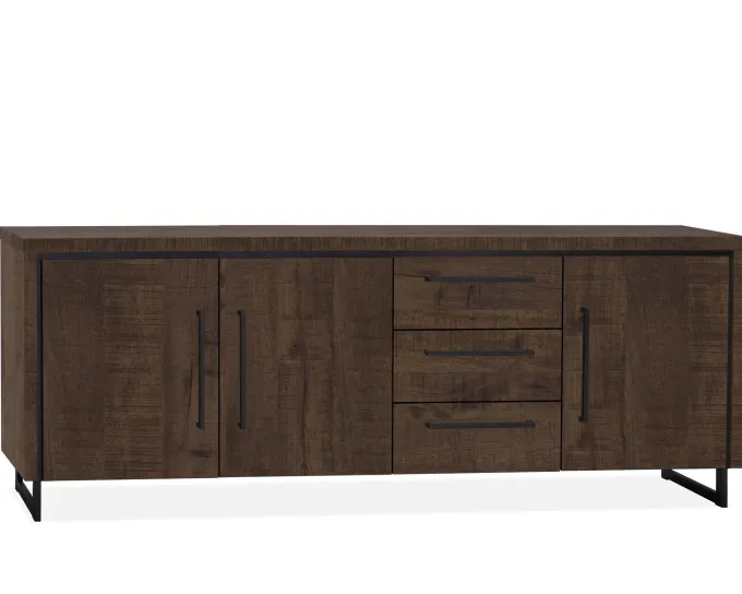 WoonMax Rimini dressoir 3 deurs Darkmango - 3 lades Lamulux 225 cm