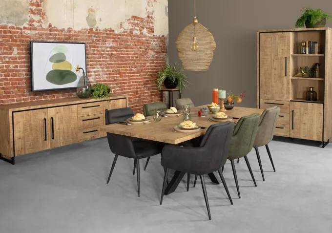 WoonMax Rimini Vitrinekast 4 deurs Lamulux mango