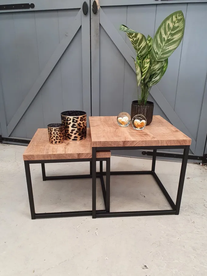 WoonMax Salontafel Floris set van 2 mango Lamulux - Industrieel design