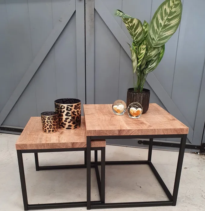 WoonMax Salontafel Floris set van 2 mango Lamulux - Industrieel design