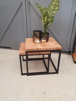 WoonMax Salontafel Floris set van 2 mango Lamulux - Industrieel design