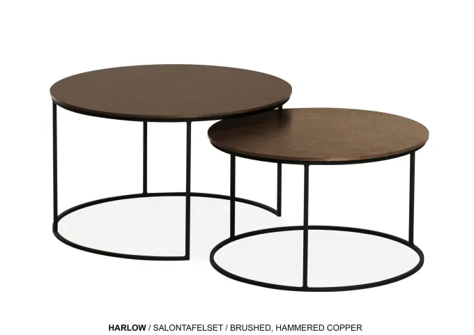 WoonMax Salontafel Harlow set van 2 - lamulux geborsteld gehamerd koper
