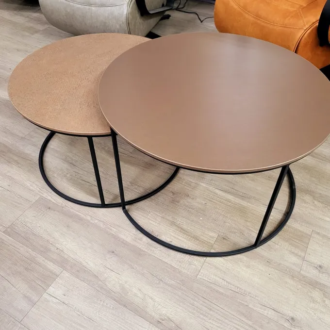 WoonMax Salontafel Harlow set van 2 - lamulux geborsteld gehamerd koper