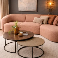 WoonMax Salontafel Harlow set van 2 - lamulux geborsteld gehamerd koper