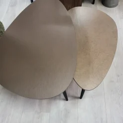 WoonMax Salontafel Vienna set van 2 L - lamulux geborsteld gehamerd koper