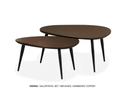 WoonMax Salontafel Vienna set van 2 L - lamulux geborsteld gehamerd koper