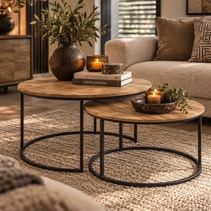 WoonMax Salontafel Windsor set van 2 - mango
